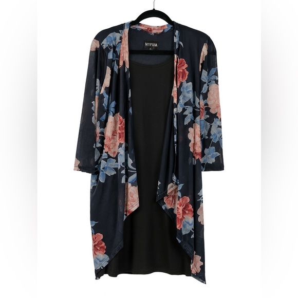 EnFocus Studio New W Tags Sz 6 Ladies Navy Floral Cocktail Dress W Lace Overlay - Picture 1 of 3